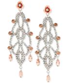 Betsey Johnson Silver-tone Clear And Rose Crystal Chandelier Earrings