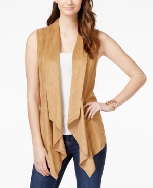 Vakko For Inc International Concepts Faux-suede Draped Vest, Only At Macy's
