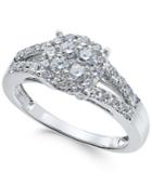 Diamond Cluster Engagement Ring (7/8 Ct. T.w.) In 14k White Gold
