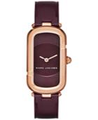 Marc Jacobs Women's The Jacob Oxblood Leather Strap Watch 23x39mm Mj1483