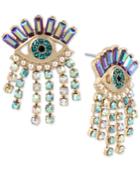 Betsey Johnson Gold-tone Crystal Evil-eye Drop Earrings