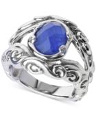 Carolyn Pollack Lapis Lazuli/rock Quartz Openwork Statement Ring (3 Ct. T.w.) In Sterling Silver