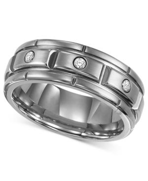 Triton Men's Titanium Ring, Three Diamond Wedding Band (1/10 Ct. T.w.)