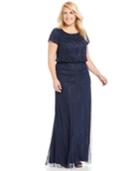 Adrianna Papell Plus Size Bead-illusion Blouson Dress