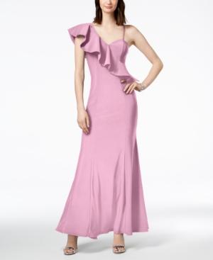 Xscape Asymmetrical Ruffle Gown