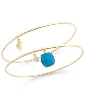 Giani Bernini Aventurine (3-1/2 Ct. T.w.) And Cubic Zirconia Bangle Bracelets In 18k Gold Over Sterling Silver