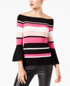 I.n.c. Striped Bell-sleeve Sweater, Created For Macy's