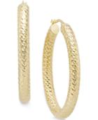 Diamond Cut Large Hoop Earrings In 14k Gold