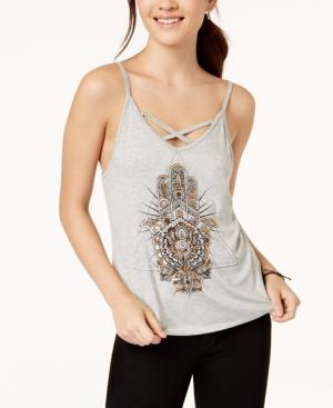 Pretty Rebellious Juniors' Hamsa Metallic Graphic Tank Top