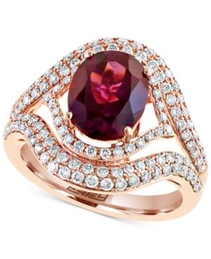 Effy Rhodolite Garnet (5-1/3 Ct. T.w.) And Diamond (9/10 Ct. T.w.) Ring In 14k Rose Gold