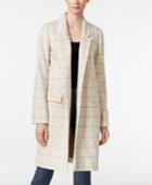 Calvin Klein Open-front Plaid Coat