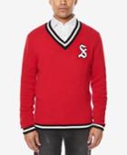 Sean John Men's Embroidered-logo V-neck Varsity Sweater