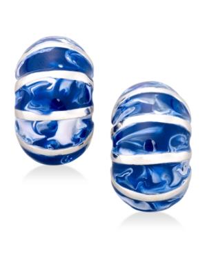 Erwin Pearl Atelier For Charter Club Gold-tone Striped Enamel Huggie Earrings, Only At Macy's
