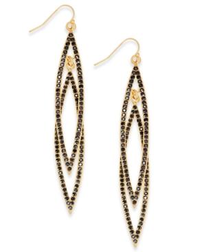 Inc International Concepts Gold-tone Burgundy Pave Double Navette Drop Earrings, Created For Macy's