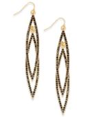 Inc International Concepts Gold-tone Burgundy Pave Double Navette Drop Earrings, Created For Macy's