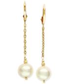 Effy Cultured Freshwater Pearl (9-1/2mm) Chain Dangle Earrings In 14k Gold