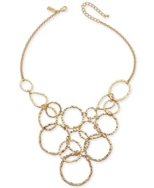 I.n.c. Gold-tone Hammered & Linked Circle Statement Necklace, 18 + 3 Extender, Created For Macy's