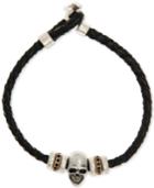 R.t. James Men's Skull And Braided Cord Bracelet In Sterling Silver
