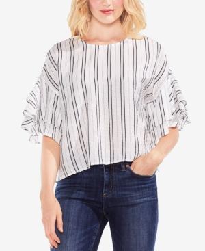 Vince Camuto Striped Ruffle-sleeve Top