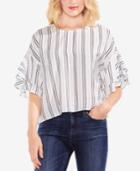Vince Camuto Striped Ruffle-sleeve Top