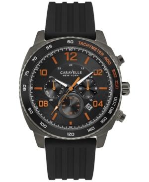 Caravelle New York By Bulova Men's Chronograph Black Silicone Strap Watch 44mm 45b141
