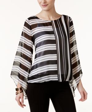 Alfani Striped Angel-sleeve Top, Only At Macy's