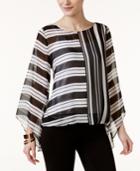 Alfani Striped Angel-sleeve Top, Only At Macy's