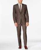 Andrew Marc Slim-fit Mid Brown Donegal Suit