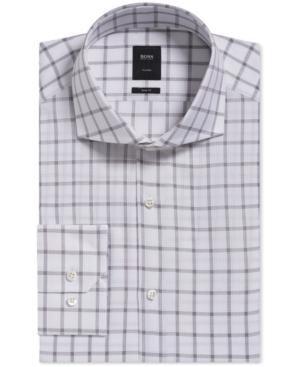 Boss Men's Slim-fit Tailored Italian Gingham Dress Shirt