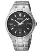 Seiko Watch, Men's Solar Stainless Steel Bracelet 38mm Sne215