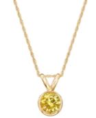 14k Gold Necklace, Yellow Diamond Bezel Pendant (1/4 Ct. T.w.)