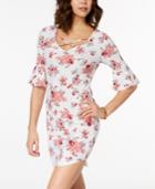 Ultra Flirt Juniors' Printed Ruffle-sleeved Dress