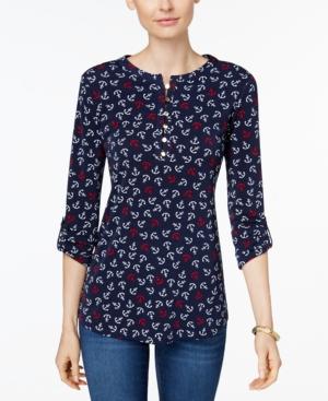 Charter Club Anchor-print Henley Top, Only At Macys