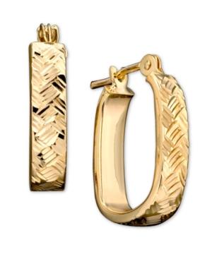 Hoop Earrings, Woven Textured 10k Gold