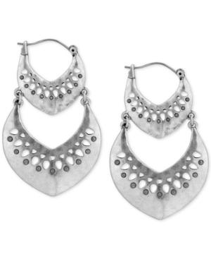 Lucky Brand Silver-tone Openwork Double Drop Earrings