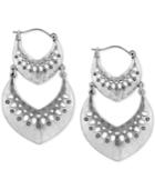Lucky Brand Silver-tone Openwork Double Drop Earrings