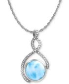Marahlago Larimar & White Sapphire (1/4 Ct. T.w.) 21 Pendant Necklace In Sterling Silver