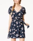 Trixxi Juniors' Floral Chiffon Wrap Dress