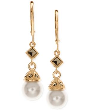 Judith Jack 10k Gold-plated Sterling Silver Imitation Pearl And Marcasite Drop Earrings