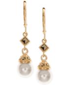 Judith Jack 10k Gold-plated Sterling Silver Imitation Pearl And Marcasite Drop Earrings