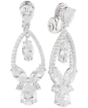 Anne Klein Multi-crystal And Pave Orbital Drop Clip-on Earrings