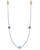 "sterling Silver Necklace, 36"" Multistone Station Necklace (12 Ct. T.w.)"