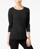 Ny Collection Petite Hi-lo Hem Ribbed Sweater