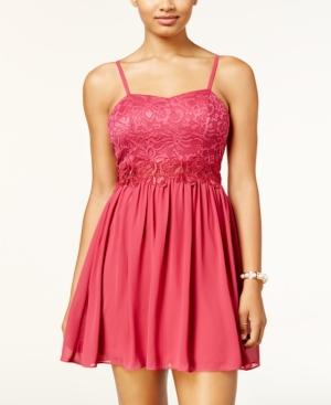 Bcx Juniors' Glitter Lace Fit & Flare Dress