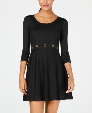 Bcx Juniors' Grommet-waist Fit & Flare Sweater Dress