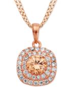 Giani Bernini Champagne And Clear Cubic Zirconia Halo Pendant Necklace In 18k Rose Gold-plated Sterling Silver