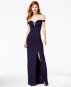 Teeze Me Juniors' Lace-detail Off-the-shoulder Gown