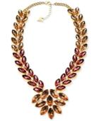 Guess Gold-tone Marquise Rose Crystal Statement Necklace