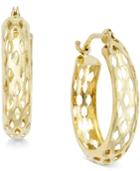 Diamond-cut Mesh Hoop Earrings In 10k Gold