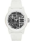 Ax Armani Exchange Men's White Silicone Strap Watch 46mm